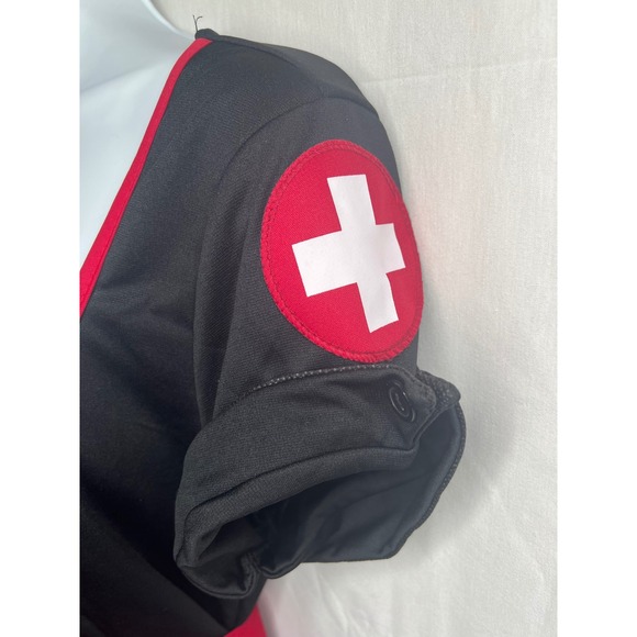 Spirit Cardiac Arrest Nurse Costume Womens XL Black Red Dress Hat Belt 01513951 - Picture 3 of 6